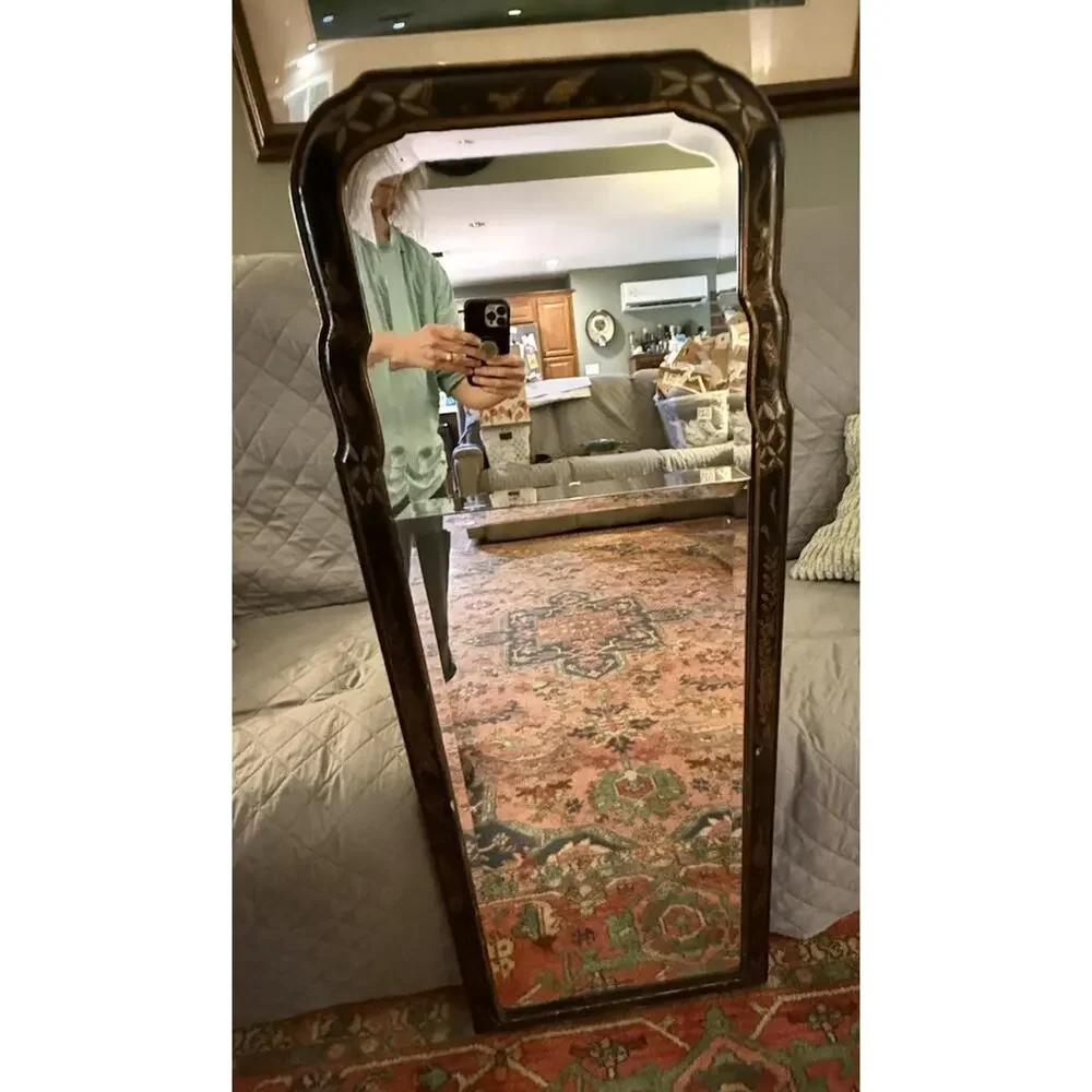Friedman Brothers Chinoiserie Williamsburg Mirror Black Frame Beveled 2 Plate 48